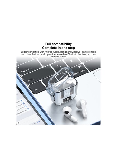 Moveevo Bt 5.3 Transparent Kasalı, Enerji Tasarruflu, Pil Göstergeli, 13mm Hoparlörlü, In-ear Kablosuz Kulaklık Pembe