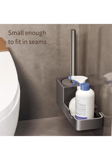 Delinmeyen Tuvalet Fırçası Tutucu, Raflı, Ev Tipi Tuvalet Fırçası Siyah