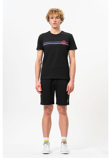Benetton Bnt-m20478-23y Erkek T-shirt Siyah