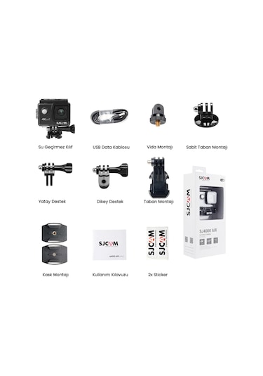 SJCAM SJ4000 Air WiFi 4K UHD 16MP 2” Geniş Ekran H.264 900mAh 30 Metre Su Geçirmez Aksiyon Kamerası