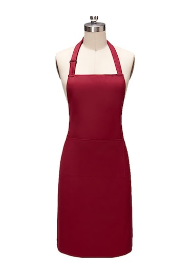 Neevoyu Kahverengi Profesyonel Kişi İçin Çok Amaçlı Apron: Ayarlanabilir Boyun Kemerli, Uzun Bel Bağları Ve Cep Li, Mutfak/büfeler İçin Dayanıklı Kırmızı