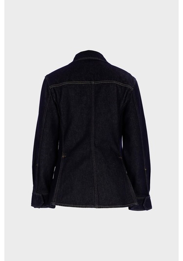 Kadın Koyu Mavi Slim Fit Jean Ceket C 4538-238 Koyu Mavi