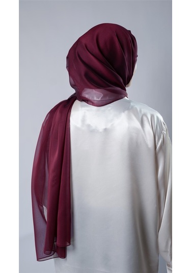 Bordo Düz Klasik Şal Şifon Kumaş Janjan Abiye 202108 16 Bordo