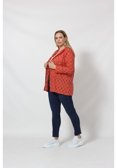 B029t Kapüşonlu Delikli Mevsimlik Ceket Tarçın 001