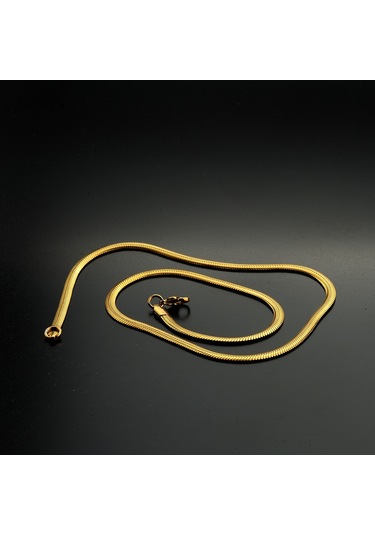 Sarı Yılan Desenli Çelik Zincir Kolye Takı Aksesuar K24 T5 Çelik