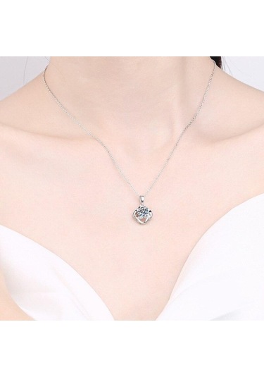 Yeşil Bagueringen Gerçek 1ct Yuvarlak Kesim Spiral Dört Yapraklı Yonca D Renk Mozanit Kolye Kolye Kadınlar Için 925 Ayar Gümüş Takı