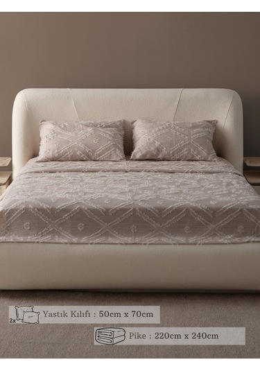 Anna Delux Çift Kişilik Çok Amaçlı Yatak Örtüsü Seti Gri Pamuk Nevresim Takımı Günlük 220x240 Bej