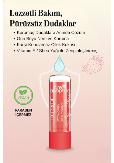 Cire Aseptin Çilekli Dudak Bakım Kremi 4,5 Gr