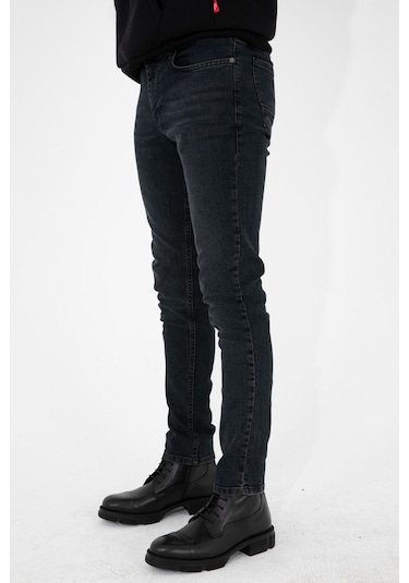 Erkek Taşlamalı Antrasit Slim Fit Likralı Esnek Jeans Kot Pantolon (492242320)