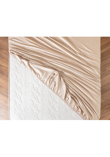 Ciel Tek Kişilik Plus %100 Pamuk Lastikli Saten Çarşaf - Bej 8684427179260 Ekru