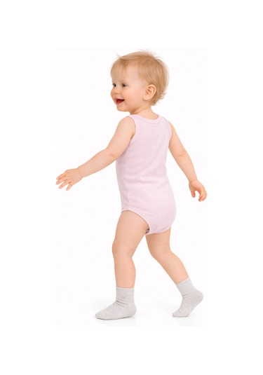 Civil Baby Organik 5 Li Sıfır Kol Çıtçıtlı Badi - Pembe