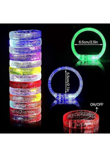 Led Işıklı Pilli Işıklı Rengarenk Kalın Bileklik Işıklı Bilezik Karışık Renk 1 Adet 4434