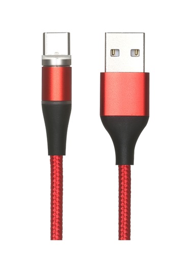 Lemestar Type-c 2.4a Hızlı Şarj Magnetik Kablosu, Toz Tıkacı Fonksiyonu, 2m Uzunluk, Kırmızı Renk, Nilon Dokuma