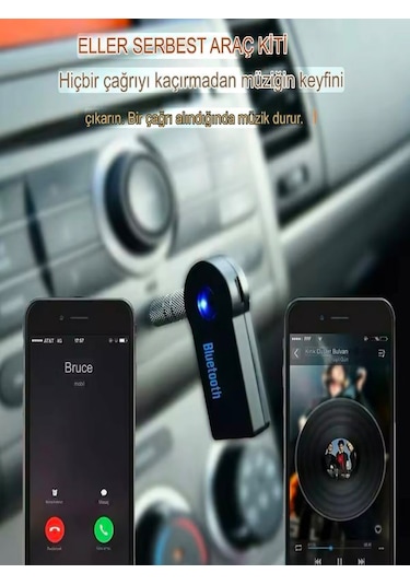 3.5mm 120mah Bluetooth Kablosuz Aux Araç Kiti Ses Hoparlör Univer