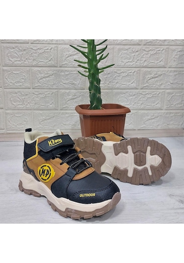 M.p One 3139 Taba - Siyah Fuspetli Cırtlı İçi Polar Erkek Çocuk Bot 001