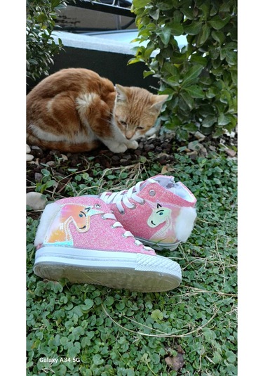 Scarpe Magiche Pembe Simli Unicorn Bot 31-35 Numara Arası Işıksızdır Pembe Simli