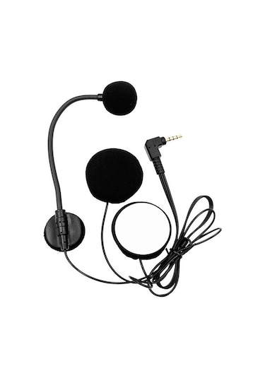 Motosiklet Yarım Kask İnterkom Kulaklık Mikrofon Siyah