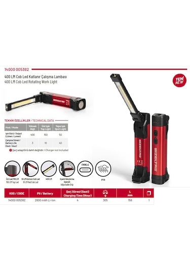 İzeltaş Cob Led Katlanabilir Çalışma Lambası 400 Lümen Çok Renkli