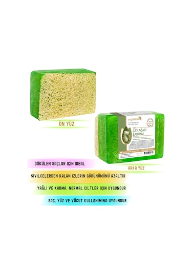 Organicsun Doğal Kabak Lifli Çay Ağacı Sabunu 3 x 120 G