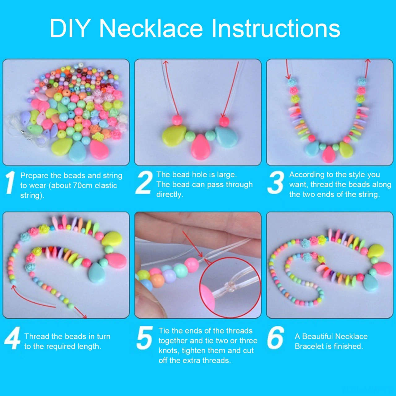 Moveevo 01 Multicolor Perforated Plastic Bead Set For Dıy Necklace And Bracelet Making Diğer