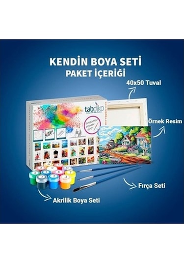 Sayılarla Boyama Seti 40 X 50 Cm Tuval Şasesine Gerili Fil Kolaj