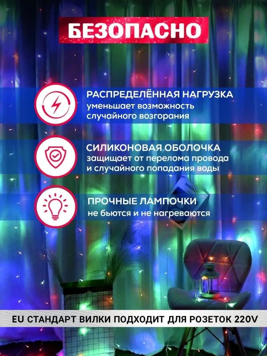 Ketrarum Yılbaşı Perdesi Işık Zinciri 3x2 Perde 16841964 Çok Renkli