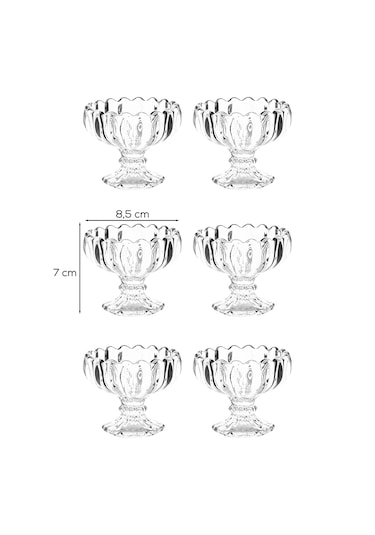 Porsima Mimoza Cam Kase Puding Tatlı Ve Dondurma Kasesi 6'lı Kase Çerez Seti Şeffaf