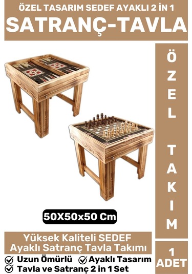 Özel Tasarım Yüksek Kaliteli Sedef 2 İn 1 Oyun Takımı Ayaklı Satranç Tavla Oyun Takımı Seti