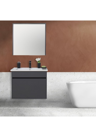 Sözcan Mobilya Dicle Tk. Asma Alt + Üst + Lavabo Antrasit 55 CM