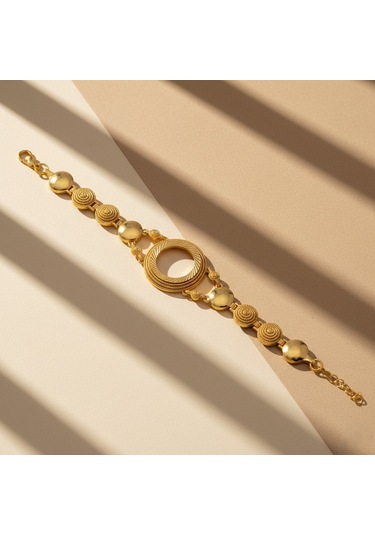 Altın Kaplama İmitasyon Desenli Yarım Çerçeveli Bileklik Blk-1190 Altın