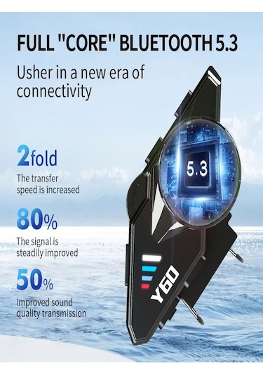 Y60 Ipx6 Su Geçirmez Rgb Bluetooth 5.3 Sesli Asistan İnterkom Kask Kulaklığı