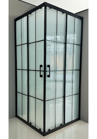 Durul Duşakabin Kare Siyah Çizgi 5Mm Buzlu Siyah