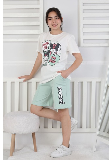 Love Is Kız Çocuk Üst Süprem Alt 2 İp Şort Takım Su Yeşili
