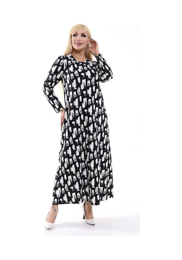 Kadın Büyük Beden Yumuşak Dokulu Siyah Beyaz Kırçıl Desen Elbise Siyah - Beyaz Kırçıl Desen Siyah - Beyaz Kadın Büyük Beden Yumuşak Dokulu Siyah Beyaz Kırçıl Desen Elbise Siyah - Beyaz Kırçıl Desen Siyah - Beyaz