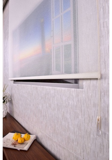 Beyaz Karartma Düz Etek Dilimsiz P 1090 Blackout Zebra Stor Güneşlik Perde 80 X 260