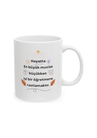 Öğretmen Kimdir Hediyelik Baskılı Porselen Beyaz Lüks Kupa Bardak Beyaz