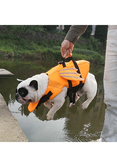 Suntek Saplı Köpek Can Yeleği Plaj Bot Havuzu Için Turuncu-m
