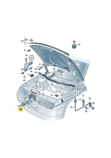 Vw Bora 1999-2005 Motor Kaput Açma Emniyet Mandalı 1j5823593c