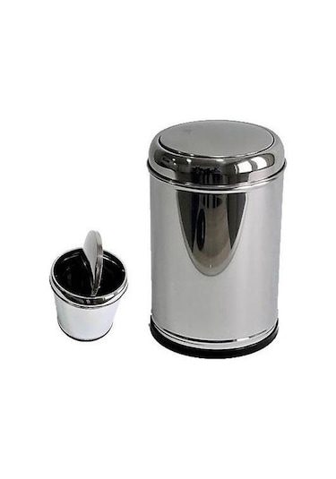 Krom Sallanır Kapak Çöp Kovası 3Litre Lider Marka Gümüş