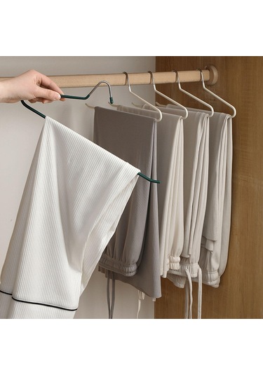 Bej Ev Depolama Ve Kurutma İçin Kaymaz Kaplamalı Pantolon Askısı Pantolon Askısı 5 Bej