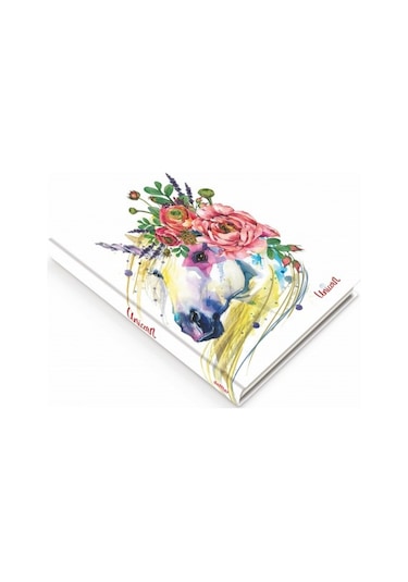 Deffter Unicorn Flower 96 Yaprak Çizgili Sert Kapak Defter