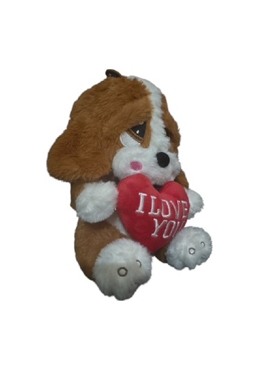 Kalpli Üzgün Köpek Peluş Oyuncak 25cm Koyu Kahverengi Koyu Kahverengi