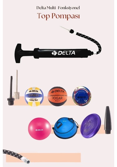 Delta Connel El Dikişli 5 Numara Dura-strong Futbol Topu + Çok Fonksiyonlu Top Pompası İkili Set Beyaz