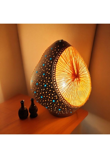 Dekoratif İpli Model Su Kabağı Lamba,dekortif Su Kabağı Abajur Beyaz