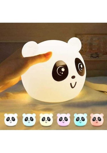 Opulentliving Çok Renkli Kawaii Çocuk Gece Lambası, Panda Tap, Od Dekoru, Hediye Çok Renkli
