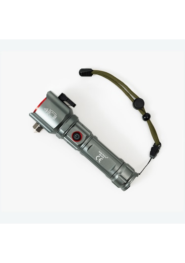 Gold Police GP-218 Acil Durum Güçlü Tg LED Zoom Uzun Menzilli El Feneri 3000 Lümen Gri