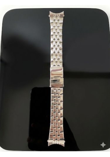 22mm Çapında Ucu Kavisli Gümüş Renk Çelik Saat Kordonu