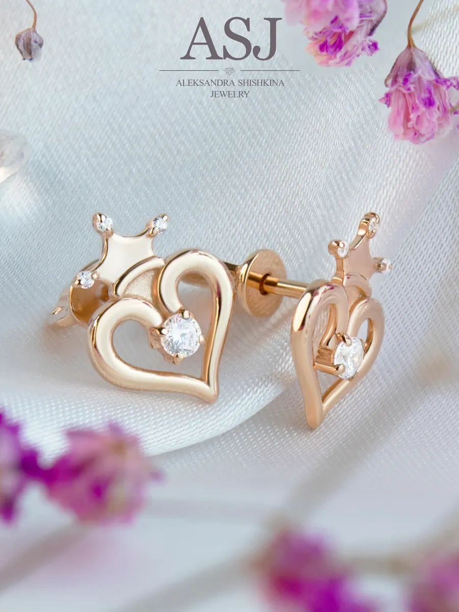 Asj Çocuklar İçin Altın Kalp Küpeler Gümüş 925 439097814 Altın