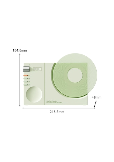 Suntek Vintage Plak Çalar Kablosuz Masa Hoparlörü Pille Yeşil