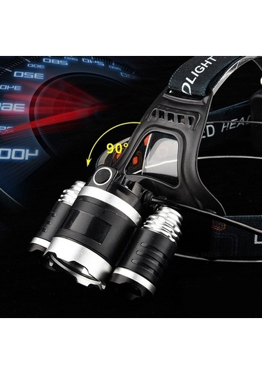 Ebitda Yüksek Güçlü Şarj Edilebilir 3 Kafa El Feneri Balıkçılık İçin Led Baş Üstü Işık Çok Renkli